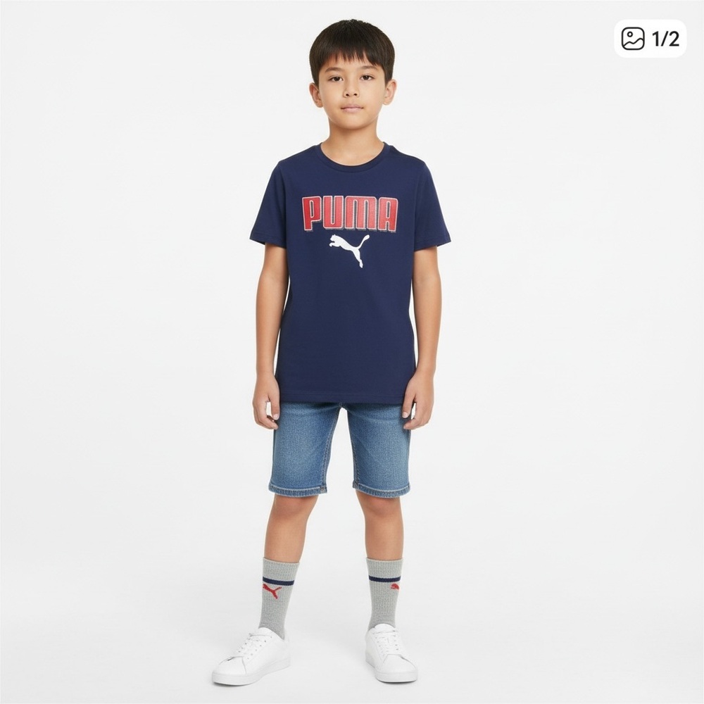 002 SET: Puma Jersey tee and crew sock set size M (10-12)